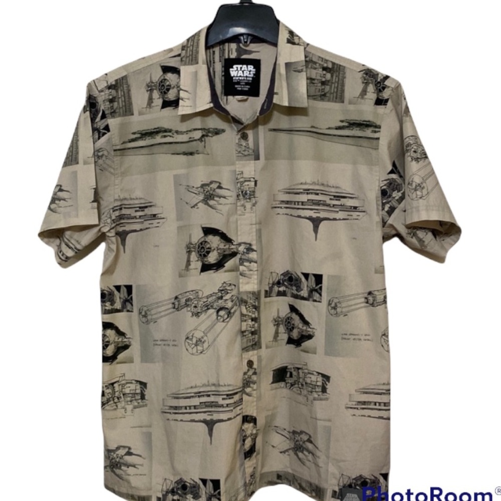 Star Wars Lucasfilm short sleeve button front shirt size XL